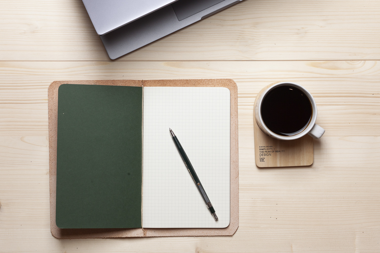 Large Beige MONTPELLIER - Leather Moleskine Cover